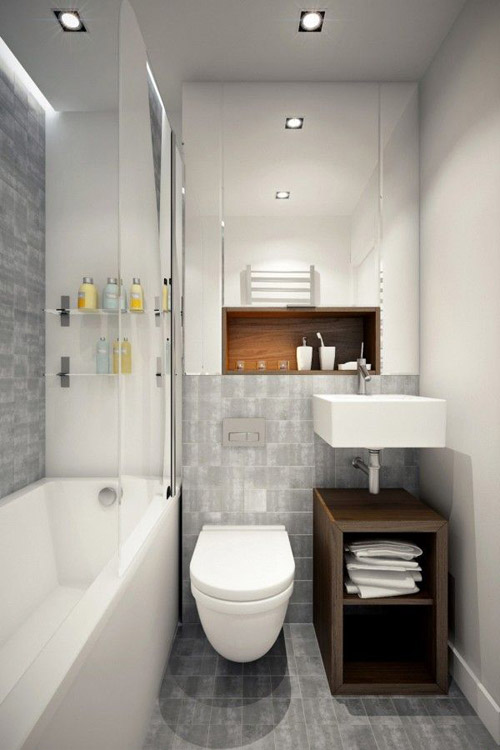 Плитка на підлогу для маленької ванної кімнати не повинна перевищувати розмір 30 * 30 для квадрата і 20 по короткій стороні для прямокутного варіанти   дизайн ванної кімнати маленького розміру краще зробити в світлих і спокійних тонах