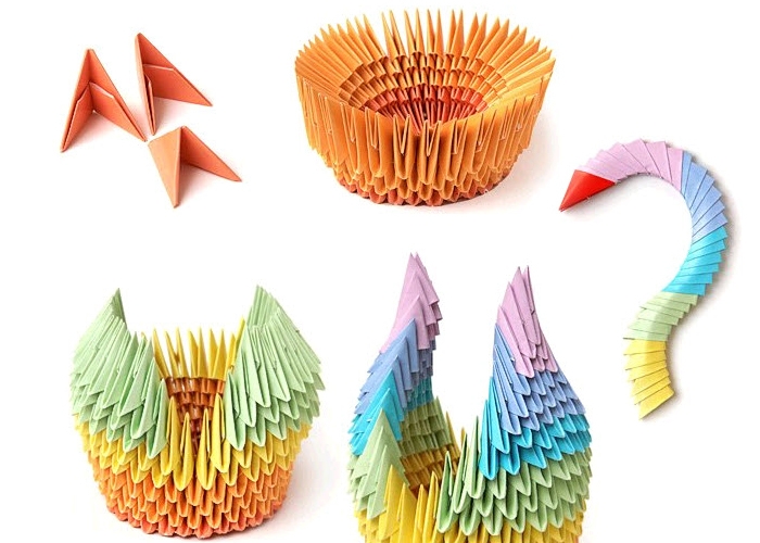 Graži gulbė origami technikoje
