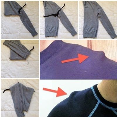 Так можна повісити светр на плічка, щоб він не розтягнувся