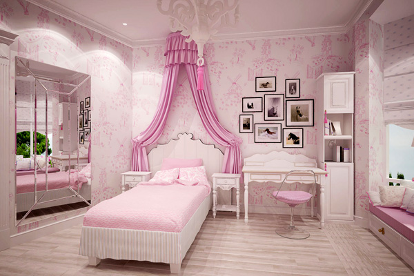 Спальня для дівчинки в англійському стилі   Спальня для дівчинки з балдахіном